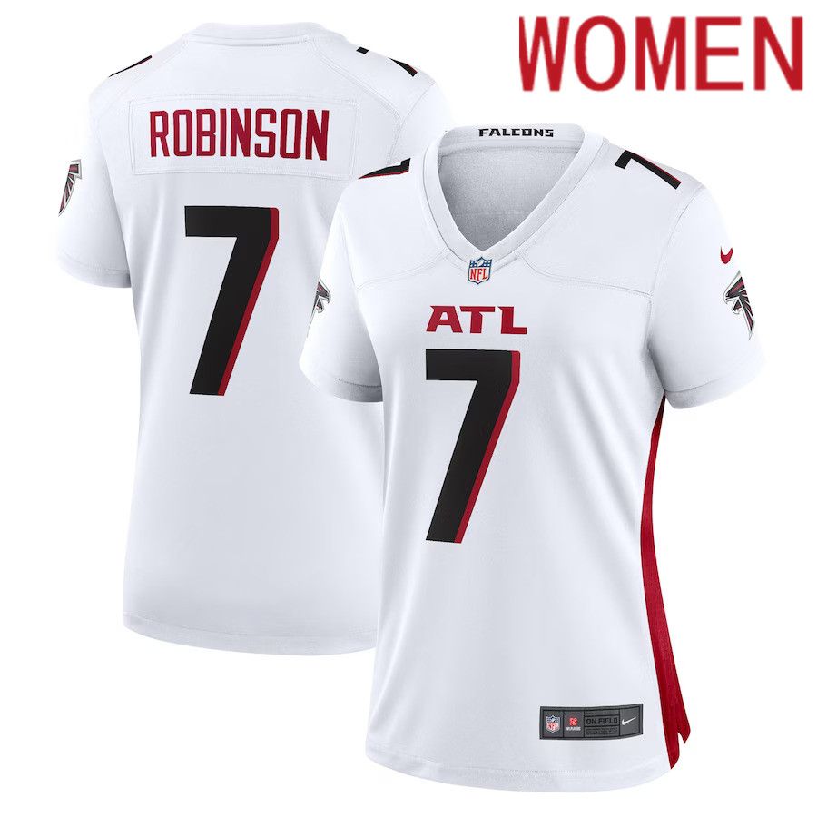 Women Atlanta Falcons 7 Bijan Robinson Nike White Away Game NFL Jersey